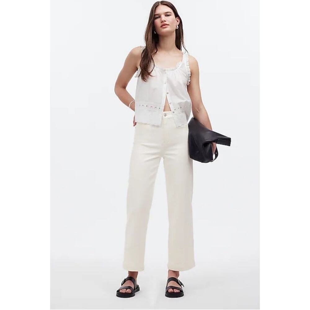 NWT Madewell The Tall Emmett Wide-Leg Crop Jean: Welt Pocket in Tile‎ White 33T